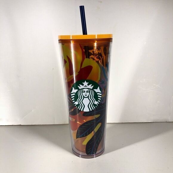 STARBUCKS Tropical Tumbler Orange Purple Red‎ 24 oz 710 mL - Picture 1 of 7